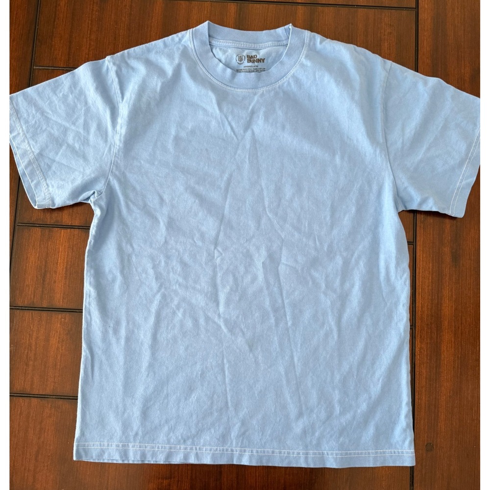 NWOT Bad Bunny x NFL Official Collaboration T-Shirt Light Blue Mens Small Cotton